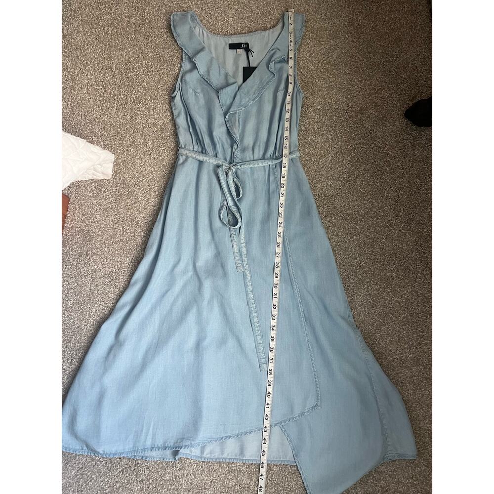 NWT KUT From The Kloth Dress Blue Chambray Ruffle Sleeveless Belt Casual Small - Picture 13 of 13